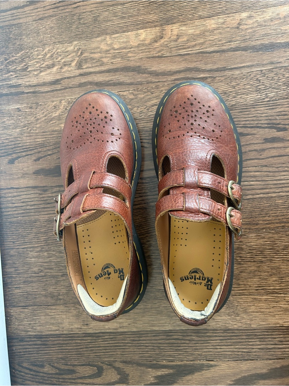 Dr. Martens Brown Double-Strap Perforated Mary Janes - Picture 2 of 6